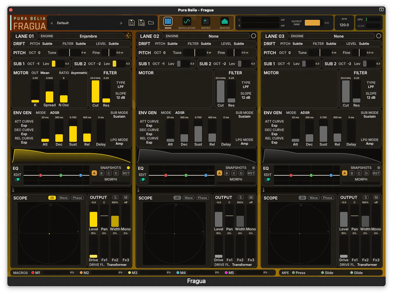 Fragua MAIN page, default patch