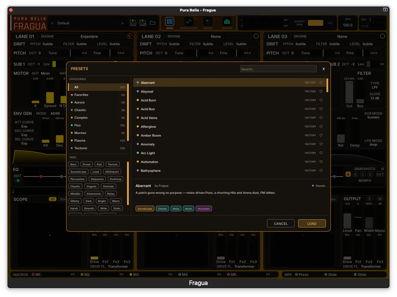 The preset browser